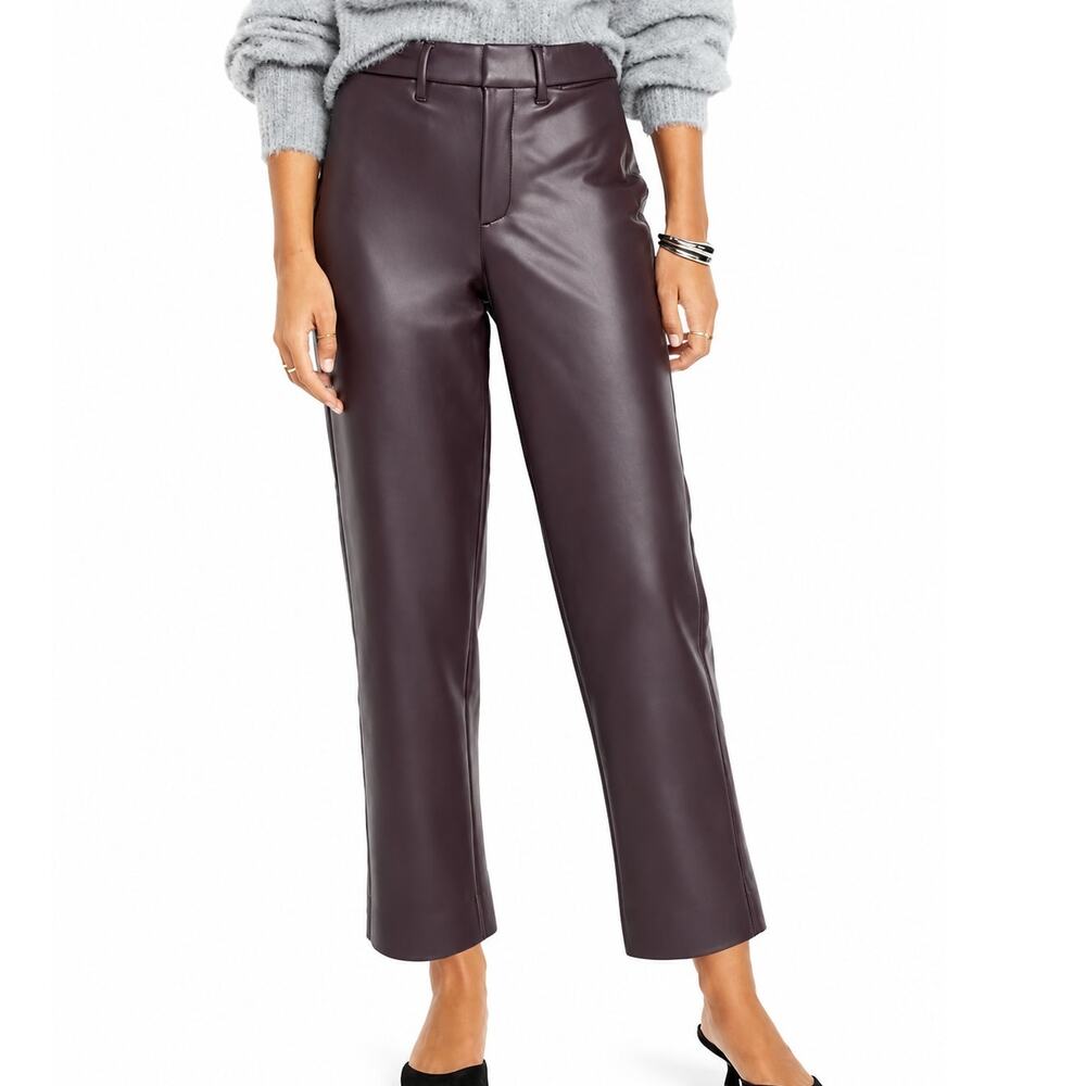 Old Navy High Rise Pixie Straight Faux Leather Pants Brown NWT Womens Size 20